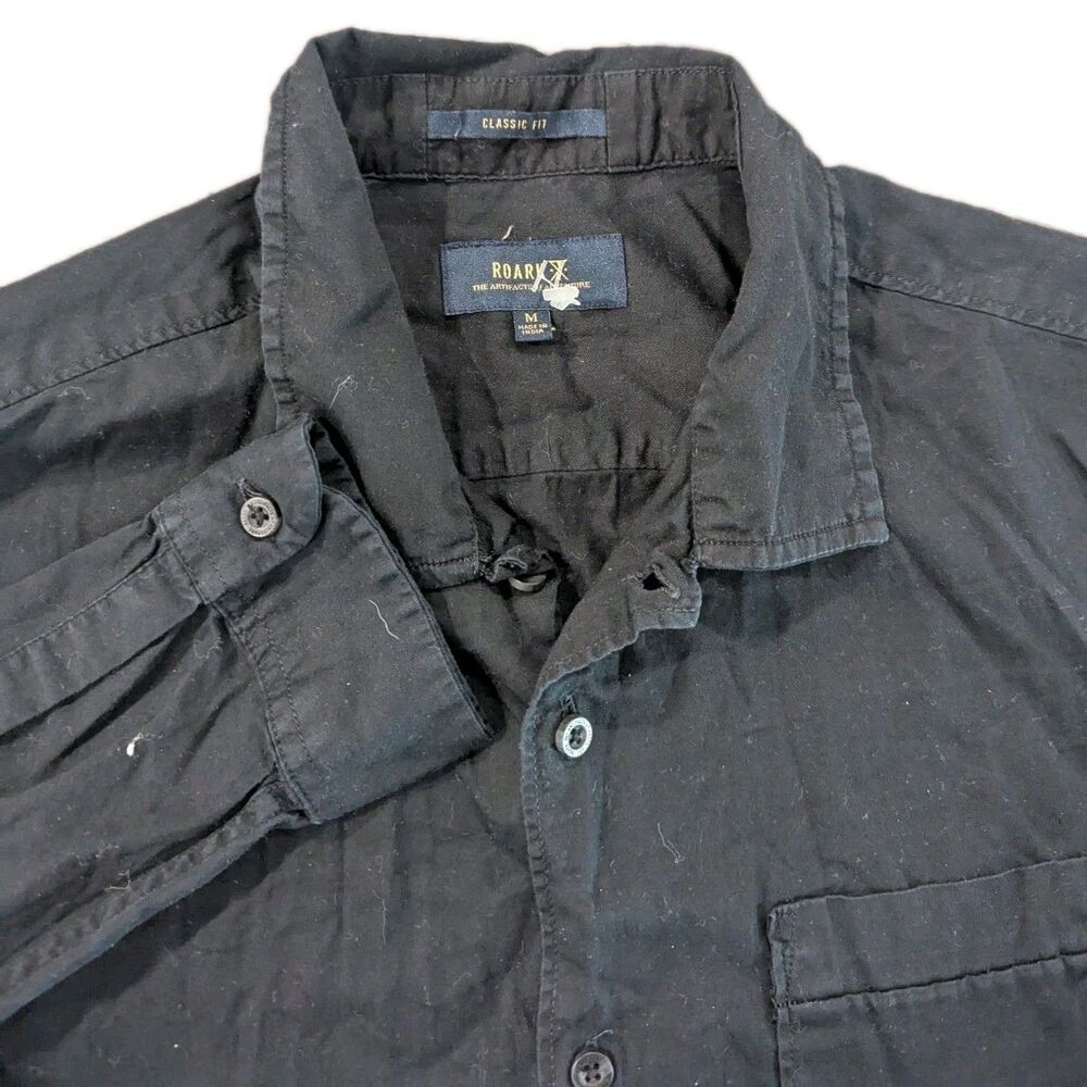 Roark Revival Classic Fit Noir Black Button-up Long Sleeve Shirt SZ Small